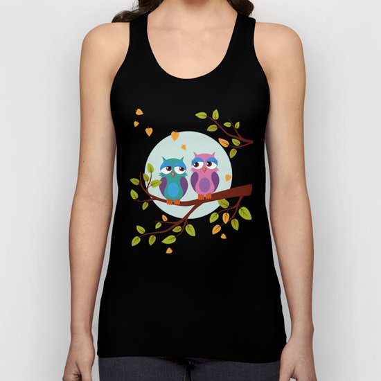 Sleepy owls in love Unisex Tank Top