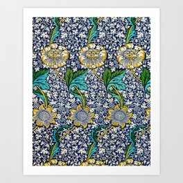 William Morris Kennet laurel sunflowers and bougainvillia 19th century textile floral pattern Art Print