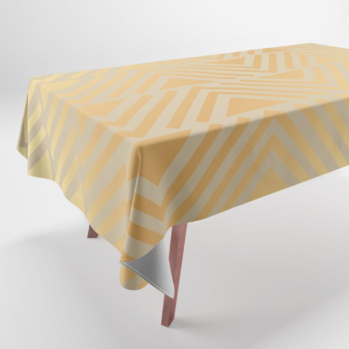 Gold Pyramid Stripes on Pastel Beige  Tablecloth