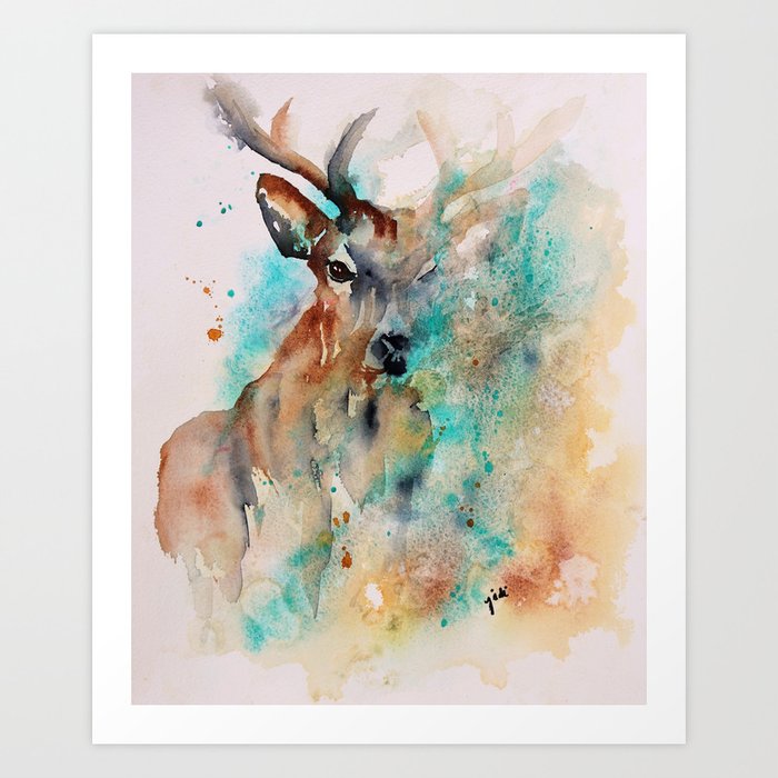 Abstract Deer Watercolor Art Print By Jodimckinney Society6