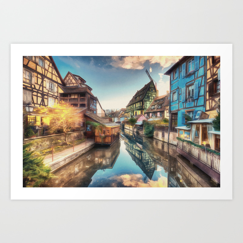 Colmar The Little Venice Painting French Village Lauch River