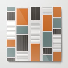 Mid Century Modern Panels Metal Print | Geometric, Orange, Graphicdesign, Rectangles, Art, Atomicera, Teal, Midcenturymodern, Pattern, 20Thcentury 