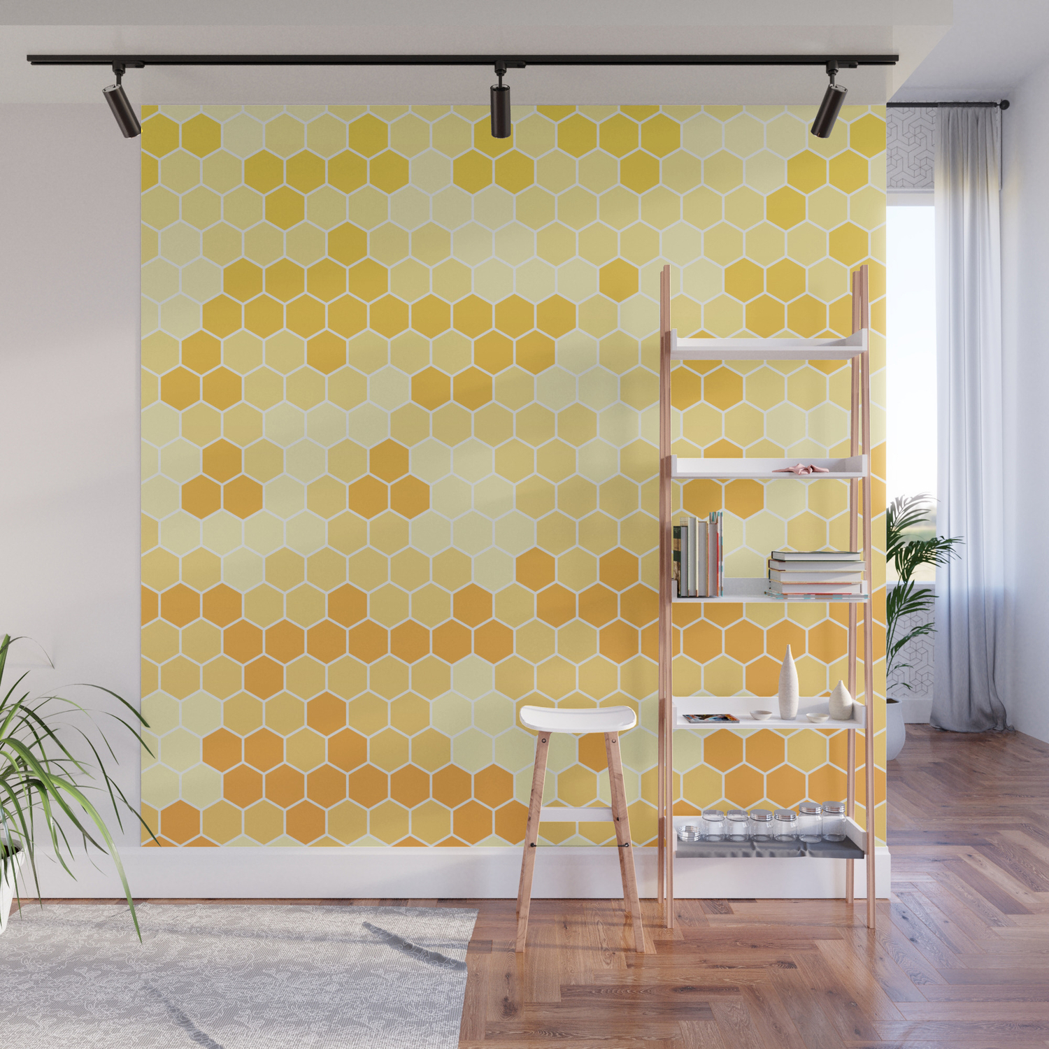 Honeycomb Yellow And Orange Geometric Pattern For Home Decor Wall Mural Honeycomb Yellow And Orange Geometric Pattern For Home Decor Wall Mural