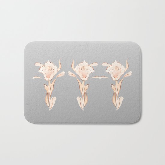 Abstract Lilies Rose Gold Gray Bath Mat