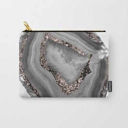 Gray Agate Rose Gold Glitter Glam #1 #gem #decor #art #society6 Carry-All Pouch