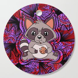Red and Purple Trippy Raccoon Design Cutting Board