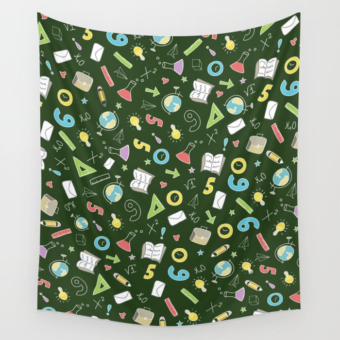 Back to School - Green Colour Wall Tapestry