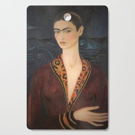 Frida Kahlo self portrait in a velvet dress painting for home and wall decor  Cutting Board