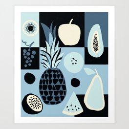 Fruits on blue  Art Print