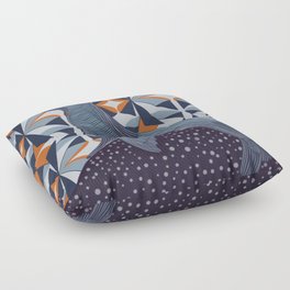 Seal sitting on rock with orange and navy patterned background Floor Pillow