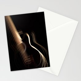 Echo of the Invisible World Inspirational Bass Guitar Abstract Portrait Stationery Card