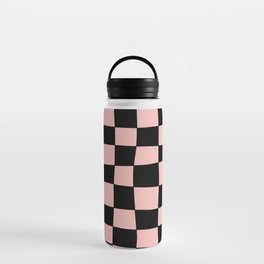 Hand Drawn Checkerboard Pattern (pink/black) Water Bottle