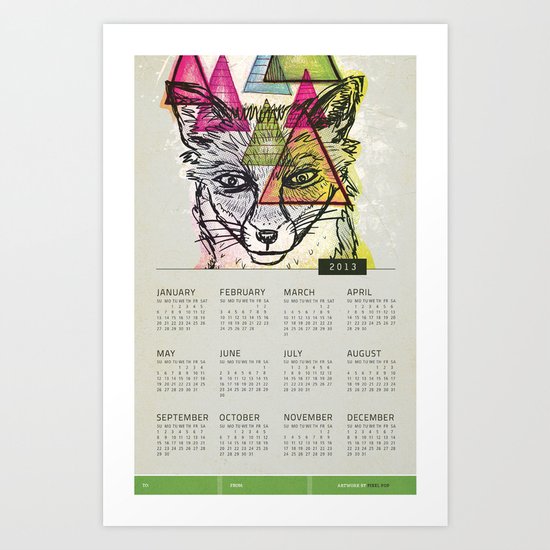 Fox Calendar Art Print