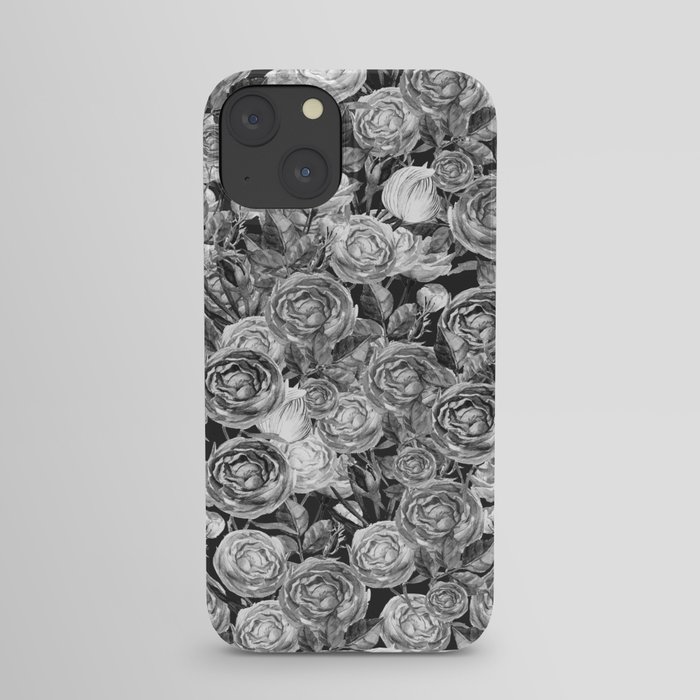 Vintage Roses Black And White iPhone Case