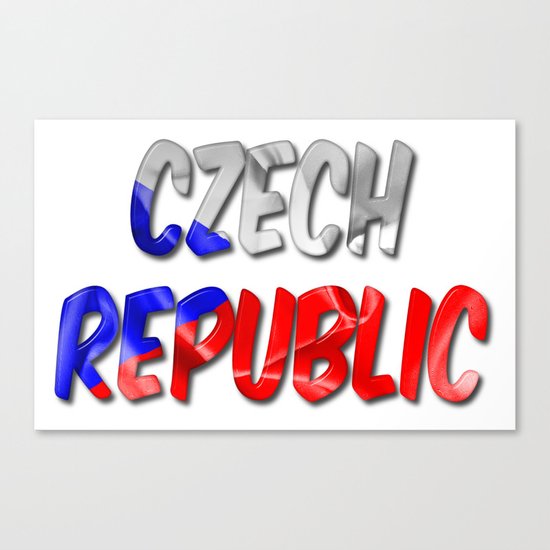 Czech Republic Word With Flag Texture Canvas Print