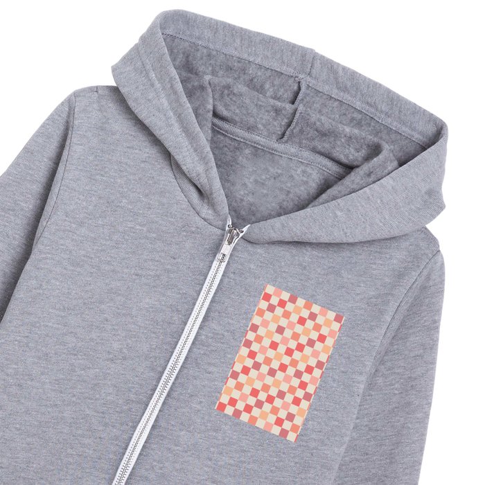 Peach Check Checkered Blush Pink Pastel Pattern Kids Zip Hoodie