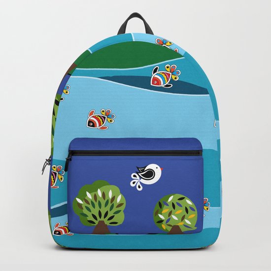 river and fish Backpack