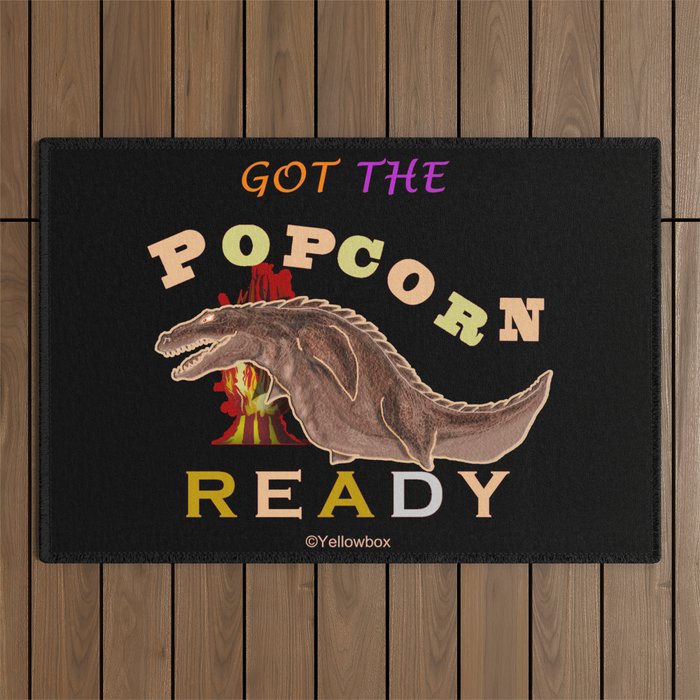 Got The Popcorn Ready to watch monster movie- Yellowbox ink painting Outdoor Rug