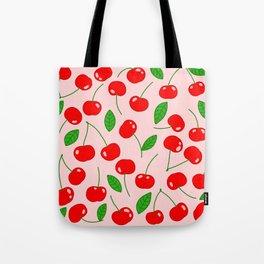 Illustrated Cherry Pattern Tote Bag