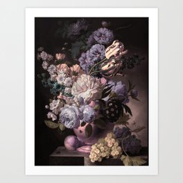 Pieter Faes Vintage Floral Still Life muted pastels Art Print