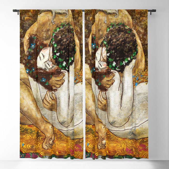 The kiss, part II, Gustav Klimt lovers portrait Blackout Curtain
