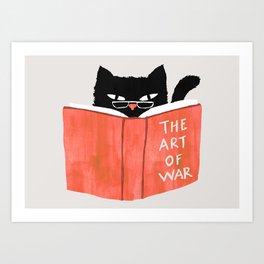 Cat reading book Art Print