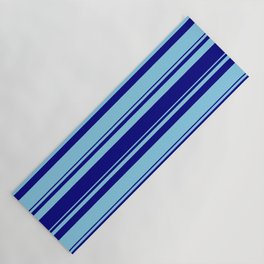 [ Thumbnail: Blue and Sky Blue Colored Stripes/Lines Pattern Yoga Mat ]