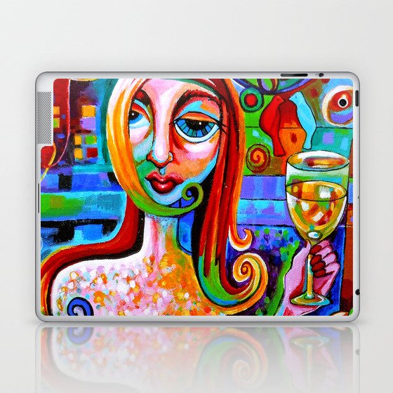 Girl With Glass Of Chardonnay Laptop & iPad Skin