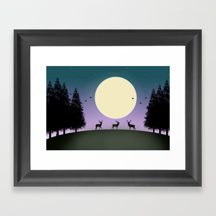 Moonlight Hill Framed Art Print