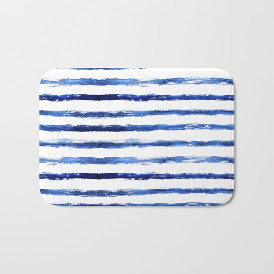 Blue grungy stripes Bath Mat