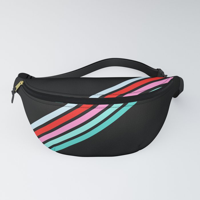 Badalisc - Thin Colorful Lines on Black Fanny Pack