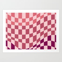 red gradient wavy checked Art Print