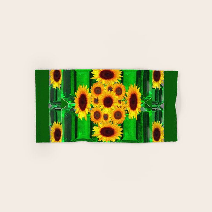 Spring Green Yellow Flowers Art Decorative Design Hand Bath