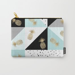 Pastel color block watercolor dots faux gold pineapple Carry-All Pouch