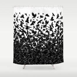 Raven Crow Flying Birds Abstract Goth Halloween Pattern Shower Curtain