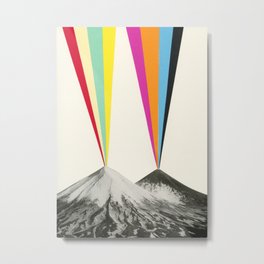 Volcanos Metal Print | Hills, Colourful, Mountains, Collage, Nature, Stripes, Surreal, Vintage, Naturaldisaster, Rainbow 