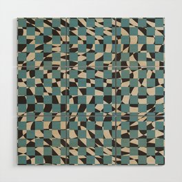 Abstract checked blue and black Wood Wall Art