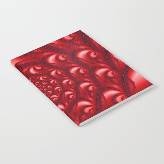 Fractal Web in Red White and Black Notebook