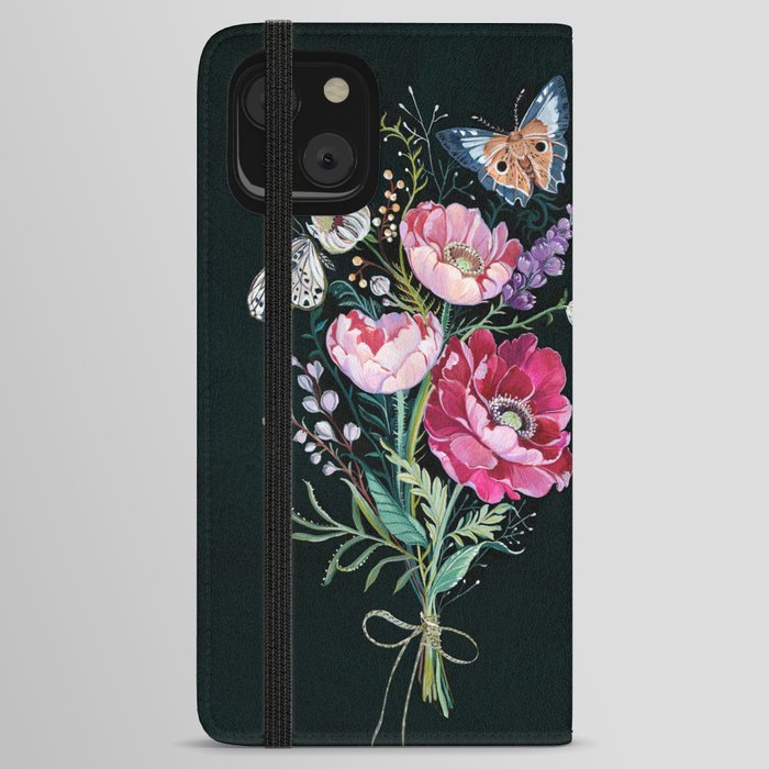 Butterfly Floral Bouquet iPhone Wallet Case