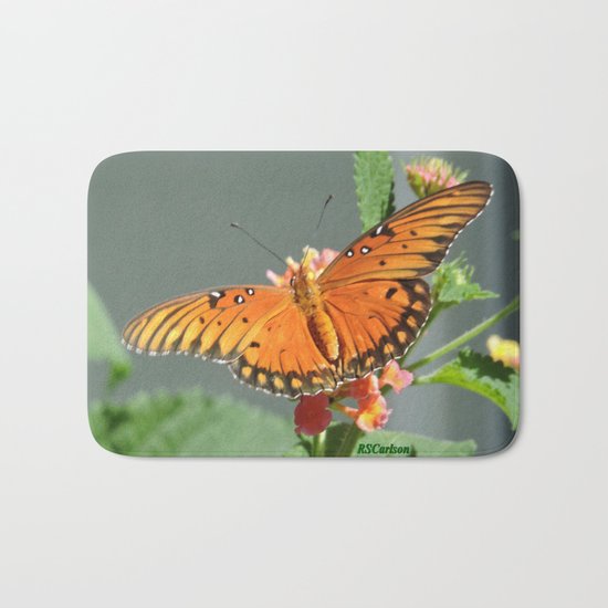 Gulf Fritillary on Lantana Bath Mat