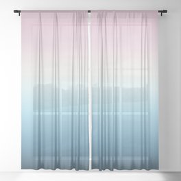 Feminine Pastel Ombre Pink, Cream and Blue Gradient Sheer Curtain