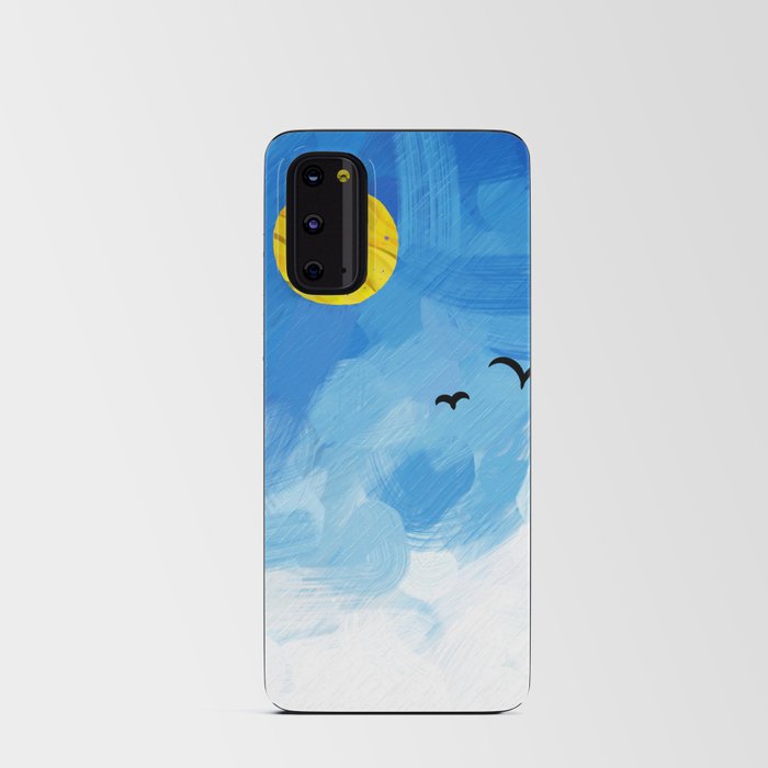 a flight of swallows in a beautiful blue sky Android Card Case