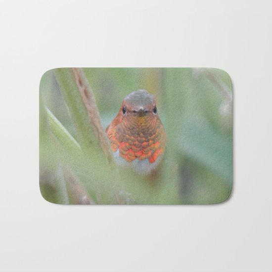 An Allen's Hummingbird Amid Mexican Sage Bath Mat