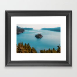 Island and lake view at Emerald Bay Lake Tahoe California USA Framed Art Print