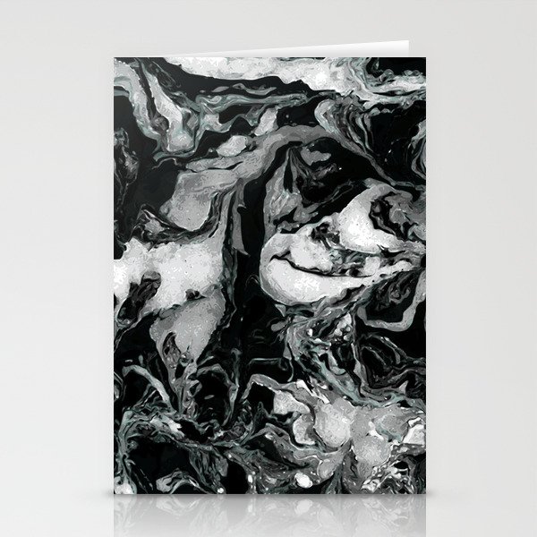 Black And White Marble Texture Acrylic Paint Art Stationery Cards