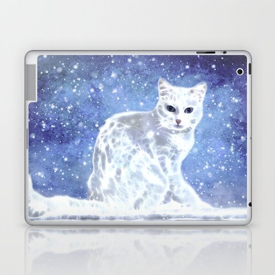 Abstract white cat Laptop & iPad Skin