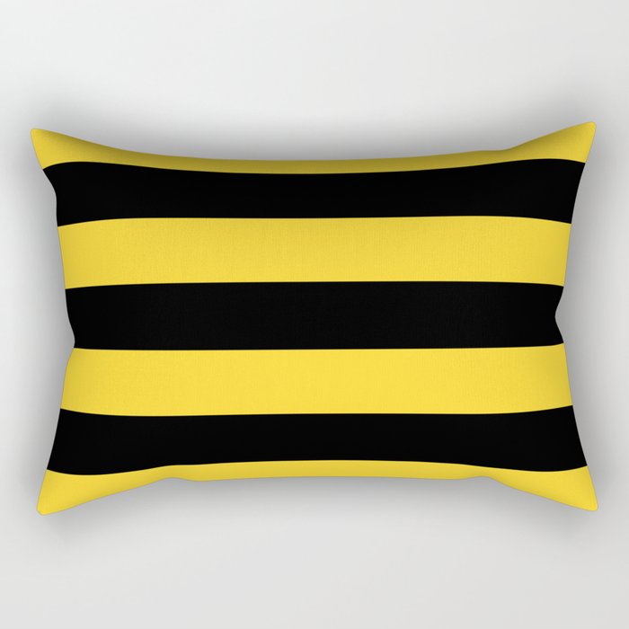 Yellow and Black Honey Bee Horizontal Cabana Tent Stripes Rectangular Pillow