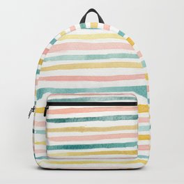 Pink, Teal, and Gold Stripes Backpack