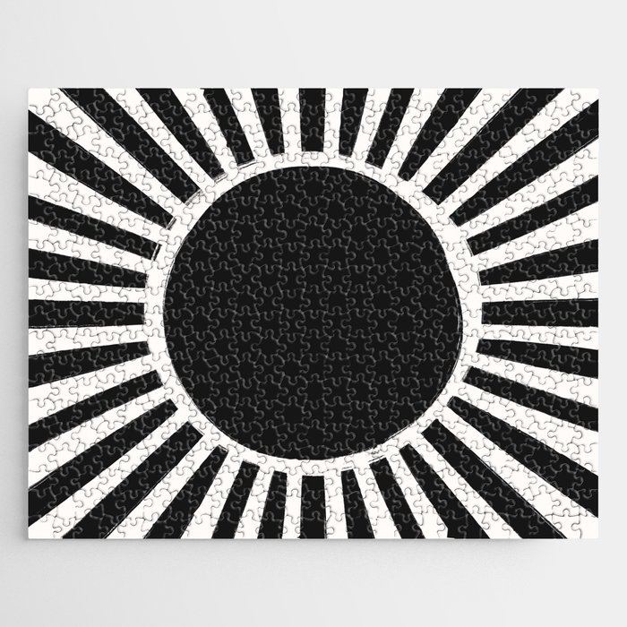 Black and White Sun Boho Scandi Shapes Jigsaw Puzzle