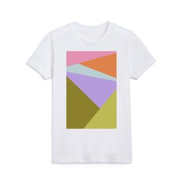 Geometric Abstraction in Purple Moss and Coral Kids T Shirt